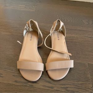 Torrid beige Faux leather ankle strap low heel